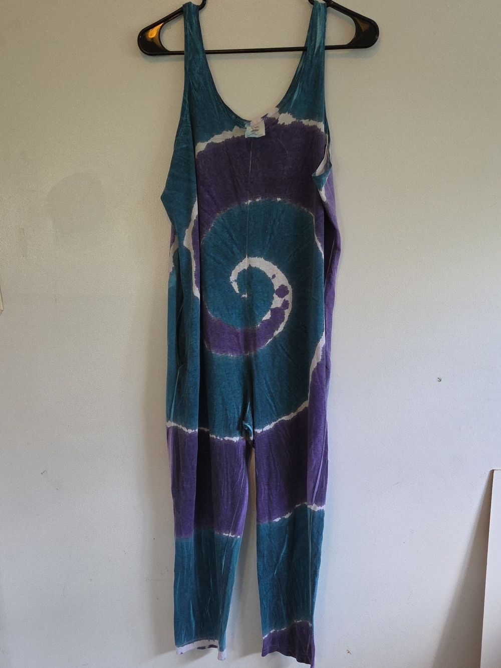 Teal and Purple Tie-Dye One-Piece Jump Suit